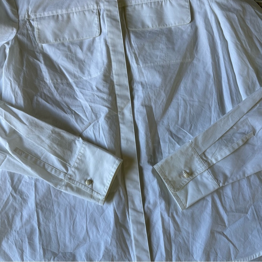 Tory Burch 100% Cotton White Button Down Slim Fit Shirt Sz 2 - Picture 2 of 7